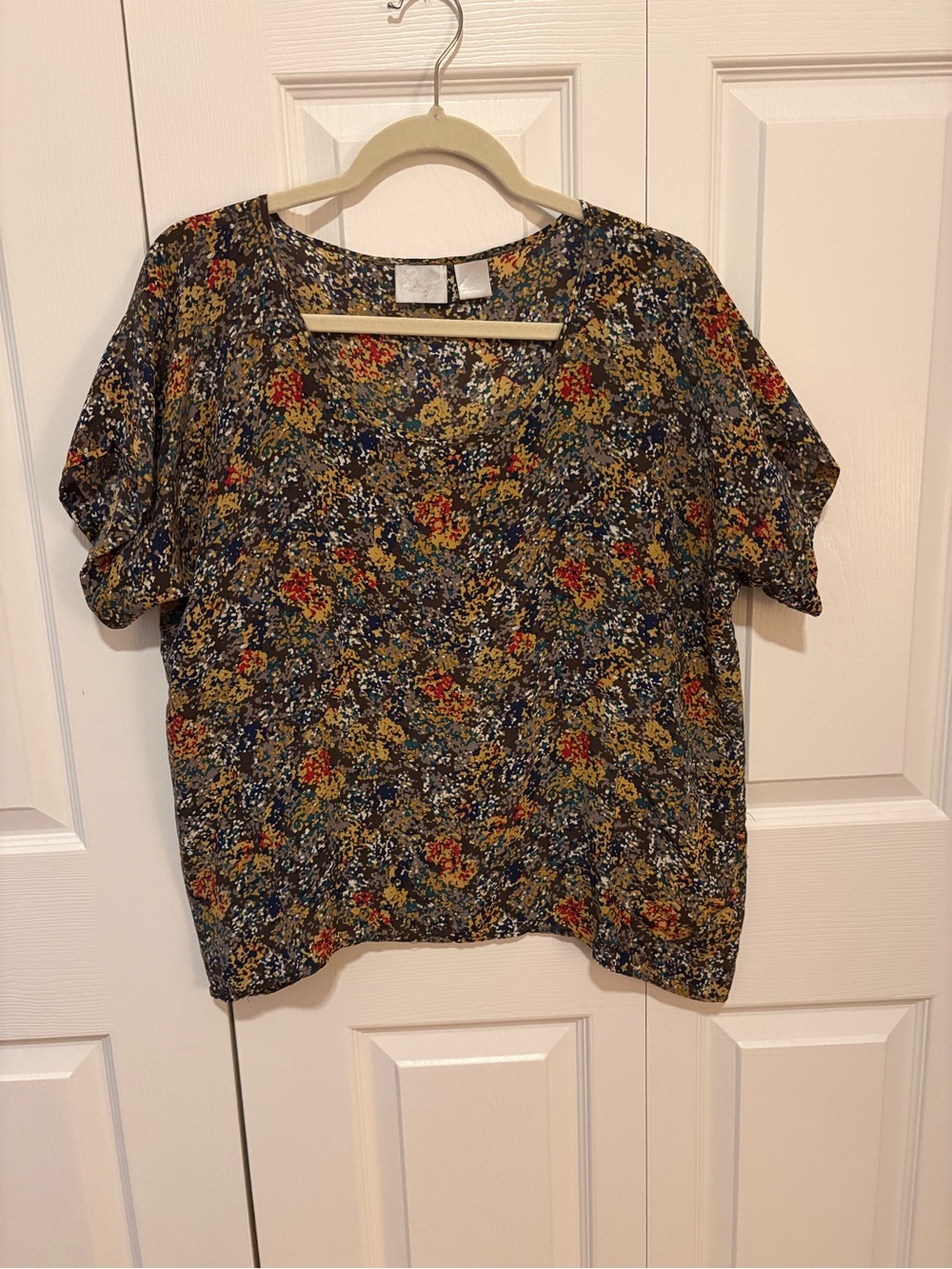 Lilu Silk Floral Short Sleeve Blouse